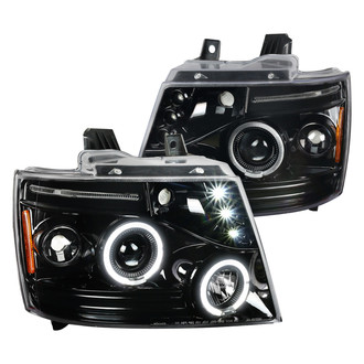 Spec-D® - Driver and Passenger Side Gloss Black Halo Projector Headlights with Parking LEDs