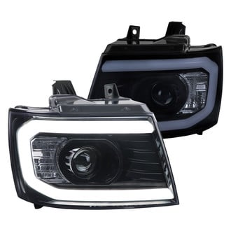 Spec-D® - Driver and Passenger Side Gloss Black/Smoke LED DRL Bar Projector Headlights