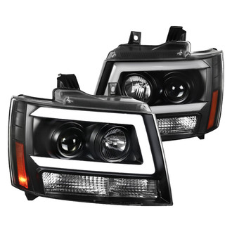 Spec-D® - Driver and Passenger Side Matte Black LED DRL Bar Projector Headlights