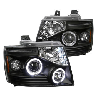 Spec-D® - Driver and Passenger Side Black Dual Halo Projector Headlights with Parking LEDs