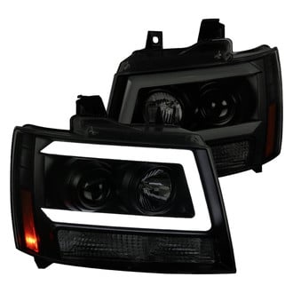 Spec-D® - Driver and Passenger Side Black/Smoke LED DRL Bar Projector Headlights