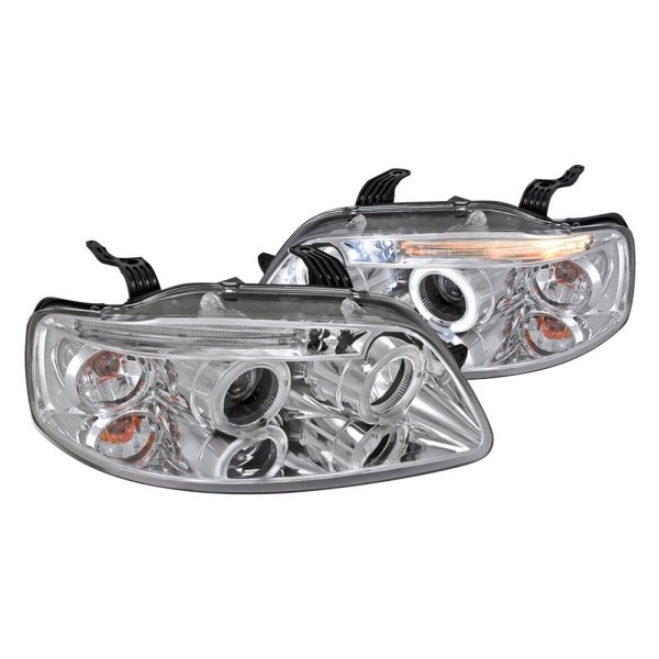 Spec-D® - Chrome Dual Halo Projector Headlights with Parking LEDs, Chevy Aveo