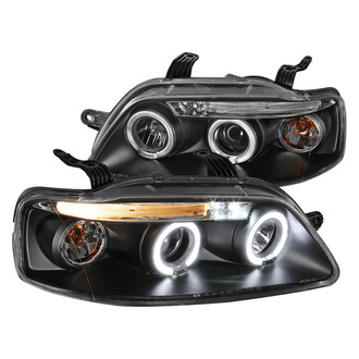 Spec-D® - Driver and Passenger Side Black Dual Halo Projector Headlights with Parking LEDs