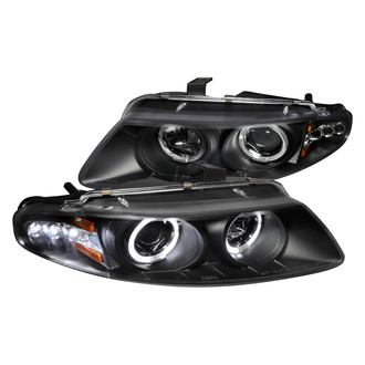 Spec-D® - Driver and Passenger Side Black Dual Halo Projector Headlights with LED Turn Signal