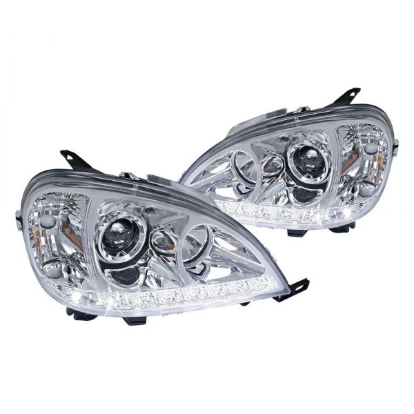Spec-D® - Chrome Projector Headlights with LED DRL, Mercedes M Class