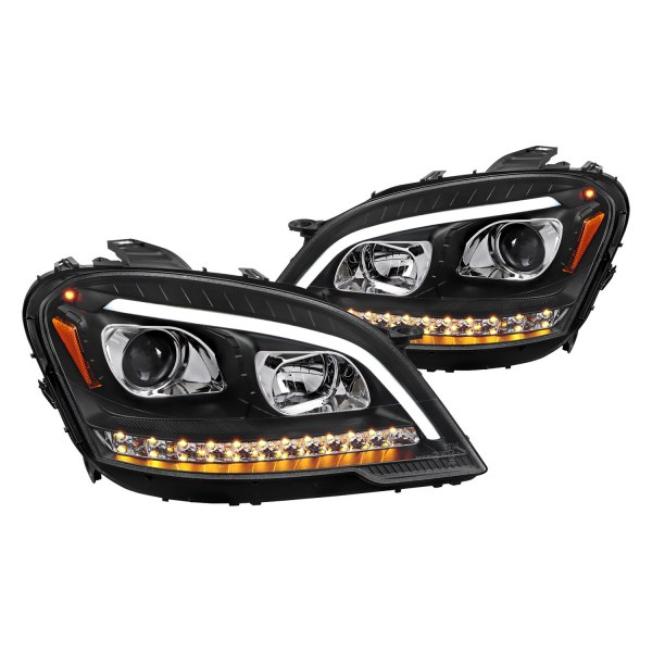 Spec-D® - Matte Black/Smoke DRL Bar Projector Headlights with Sequential LED Turn Signal