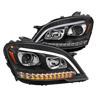 Spec-D® - Driver and Passenger Side Matte Black/Smoke DRL Bar Projector Headlights with Sequential LED Turn Signal