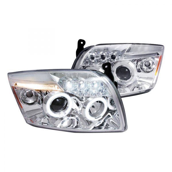 Spec-D® - Chrome Dual Halo Projector Headlights with Parking LEDs, Dodge Caliber