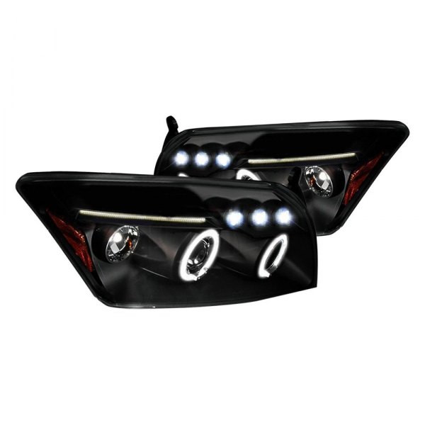 Spec-D® - Black Dual Halo Projector Headlights with Parking LEDs, Dodge Caliber