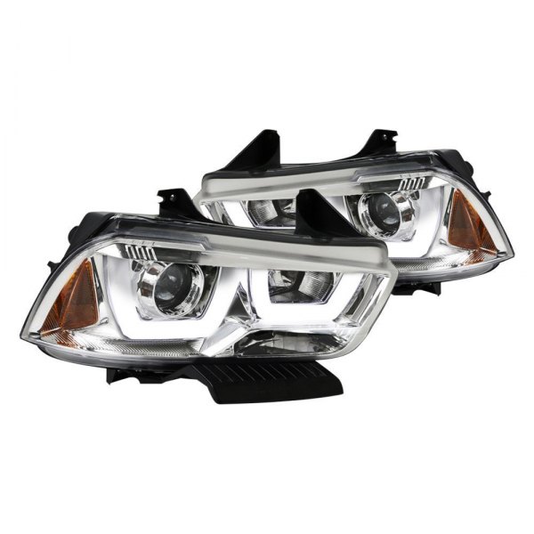 Spec-D® - Chrome LED DRL Bar Projector Headlights, Dodge Charger