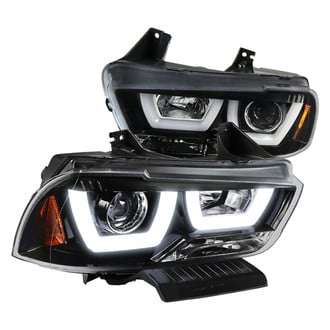 Spec-D® - Driver and Passenger Side Jet Black LED DRL Bar Projector Headlights