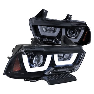 Spec-D® - Driver and Passenger Side Black/Smoke LED DRL Bar Projector Headlights