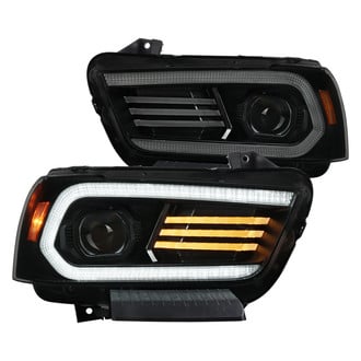 Spec-D® - Driver and Passenger Side Matte Black/Smoke LED DRL Bar Projector Headlights with Sequential Turn Signal