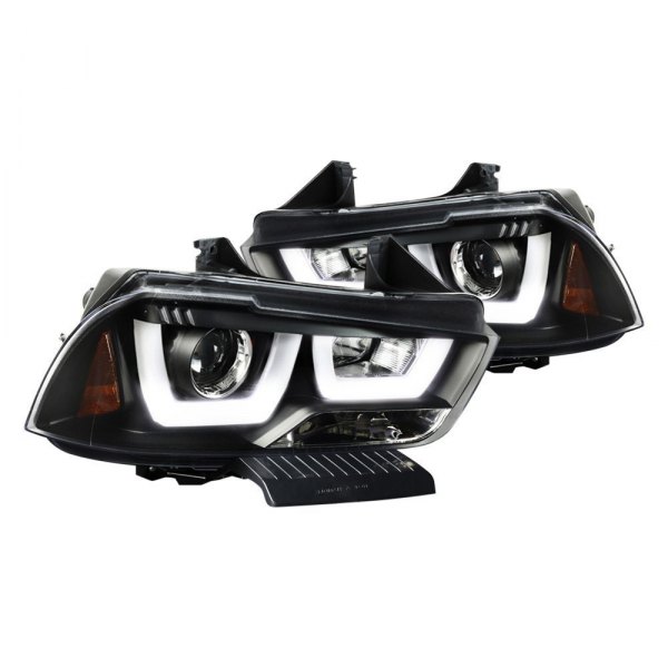 Spec-D® - Black LED DRL Bar Projector Headlights, Dodge Charger