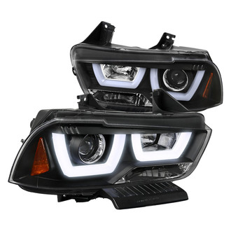 Spec-D® - Driver and Passenger Side Black LED DRL Bar Projector Headlights