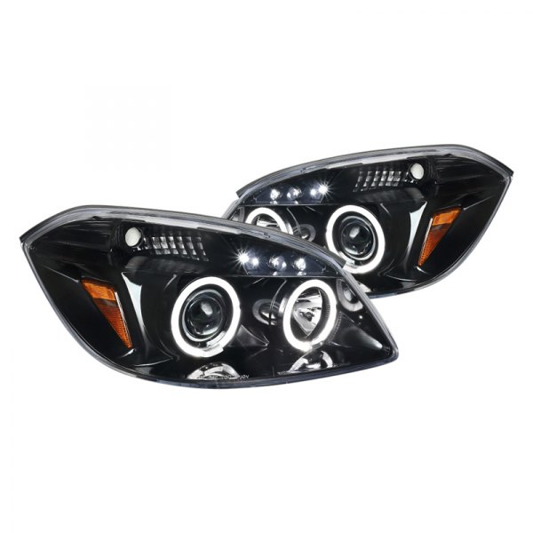 Spec-D® - Gloss Black Halo Projector Headlights with Parking LEDs, Chevy Cobalt