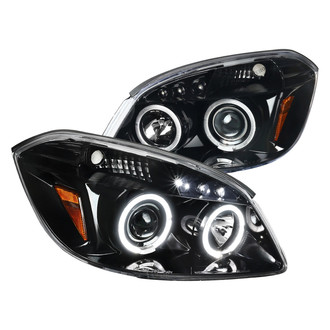 Spec-D® - Driver and Passenger Side Gloss Black Dual Halo Projector Headlights with Parking LEDs