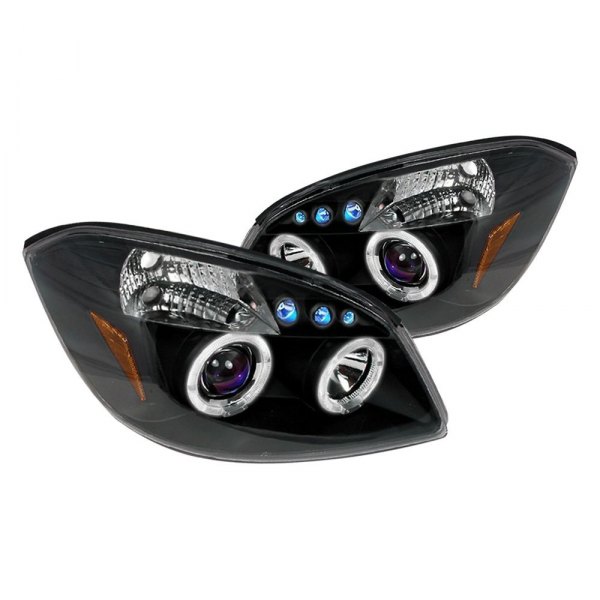 Spec-D® - Black Dual Halo Projector Headlights with Parking LEDs, Chevy Cobalt
