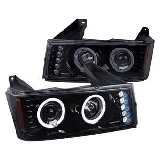 Spec-D® - Driver and Passenger Side Gloss Black/Smoke Dual Halo Projector Headlights with Parking LEDs
