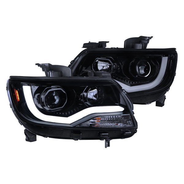 Spec-D® - Gloss Black/Smoke LED DRL Bar Projector Headlights, Chevy Colorado