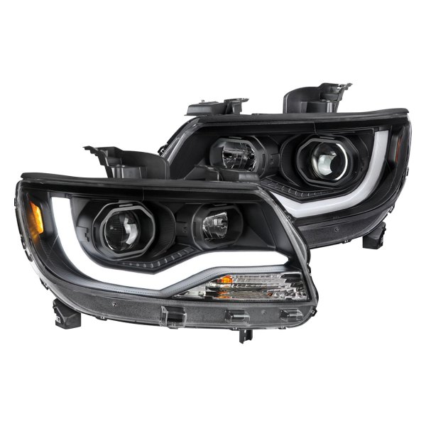 Spec-D® - Matte Black LED DRL Bar Projector Headlights, Chevy Colorado