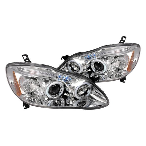 Spec-D® - Chrome Dual Halo Projector Headlights with Parking LEDs, Toyota Corolla