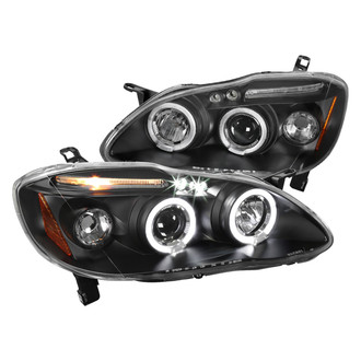 Spec-D® - Driver and Passenger Side Black Dual Halo Projector Headlights with Parking LEDs