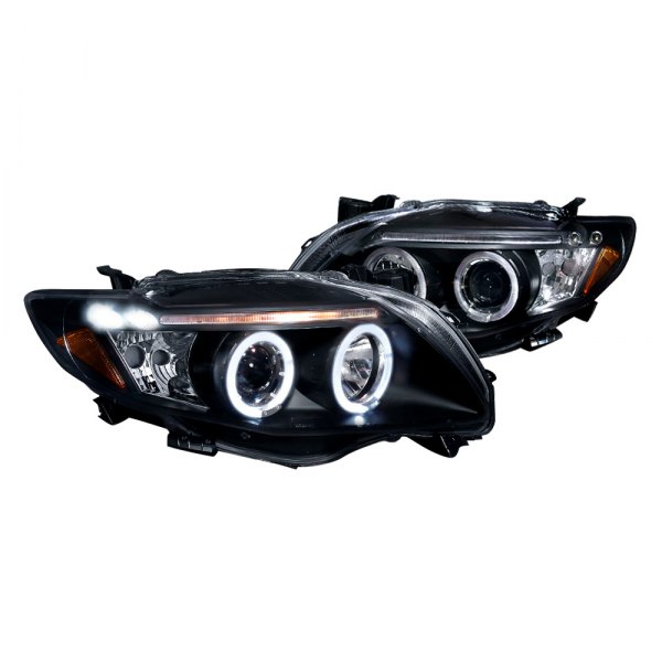 Spec-D® - Black/Smoke Dual Halo Projector Headlights with Parking LEDs, Toyota Corolla