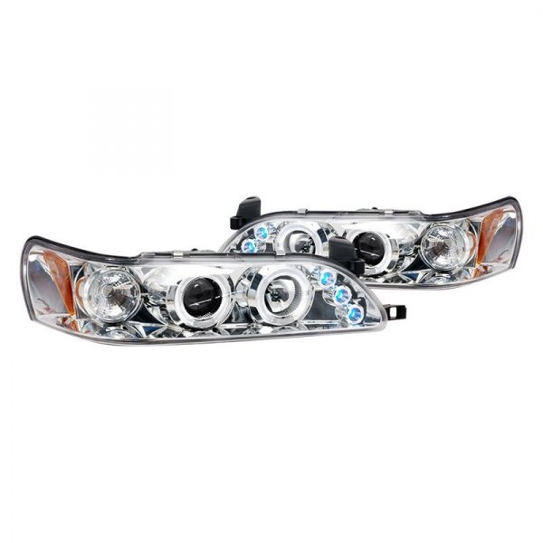 Spec-D® - Chrome Dual Halo Projector Headlights with Parking LEDs, Toyota Corolla