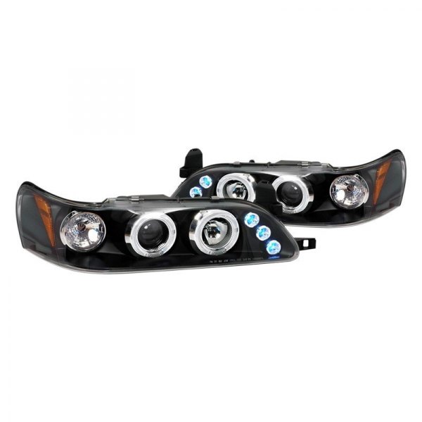 Spec-D® - Black Dual Halo Projector Headlights with Parking LEDs, Toyota Corolla