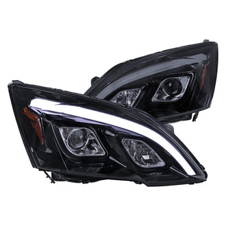 Spec-D® - Driver and Passenger Side Gloss Black LED DRL Bar Projector Headlights