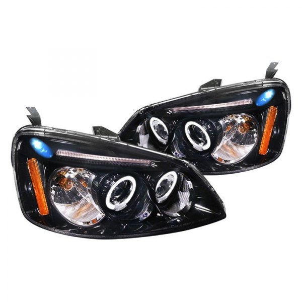Spec-D® - Gloss Black/Smoke Dual Halo Projector Headlights with Parking LEDs, Honda Civic