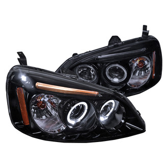 Spec-D® - Driver and Passenger Side Gloss Black/Smoke Dual Halo Projector Headlights with Parking LEDs