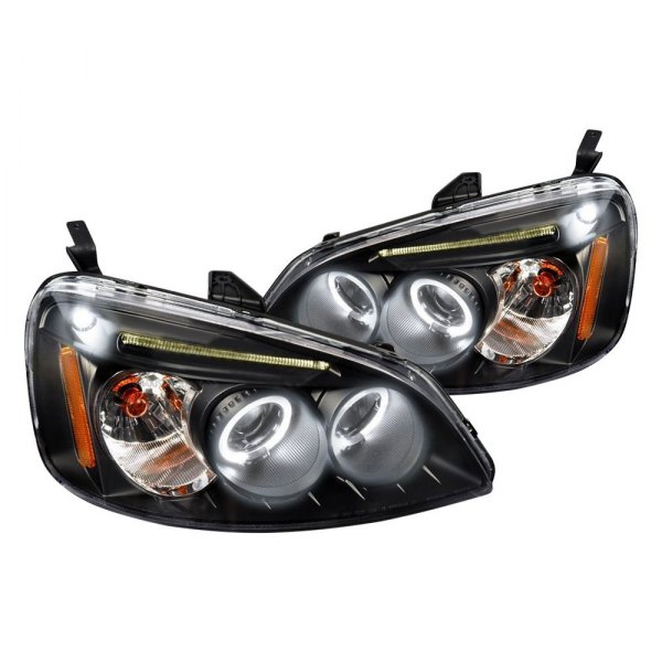 Spec-D® - Black Dual Halo Projector Headlights with Parking LEDs, Honda Civic