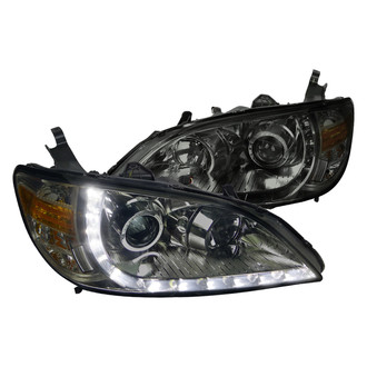 Spec-D® - Driver and Passenger Side Chrome/Smoke Projector Headlights with R8 Style LEDs