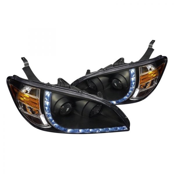 Spec-D® - Black Projector Headlights with R8 Style LEDs, Honda Civic