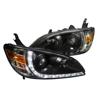 Spec-D® - Driver and Passenger Side Black Projector Headlights with R8 Style LEDs