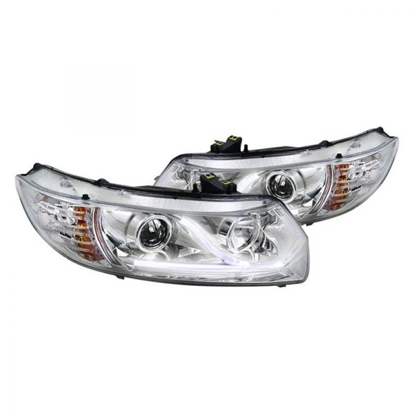 Spec-D® - Chrome LED DRL Bar Projector Headlights, Honda Civic