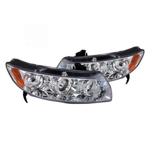 Spec-D® - Chrome Dual Halo Projector Headlights with Parking LEDs, Honda Civic