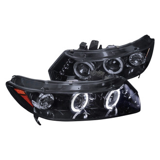 Spec-D® - Driver and Passenger Side Gloss Black/Smoke Dual Halo Projector Headlights with Parking LEDs