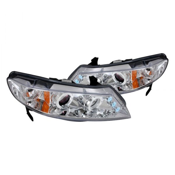 Spec-D® - Chrome Dual Halo Projector Headlights with Parking LEDs, Honda Civic