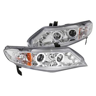 Spec-D® - Driver and Passenger Side Chrome Dual Halo Projector Headlights with Parking LEDs