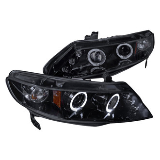 Spec-D® - Driver and Passenger Side Gloss Black/Smoke Dual Halo Projector Headlights with Parking LEDs