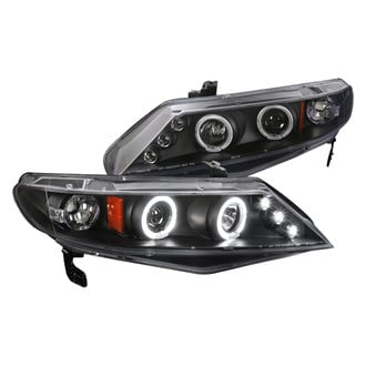 Spec-D® - Driver and Passenger Side Black Dual Halo Projector Headlights with Parking LEDs