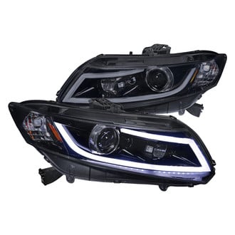Spec-D® - Driver and Passenger Side Gloss Black/Smoke LED DRL Bar Projector Headlights