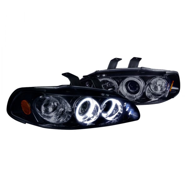 Spec-D® - Gloss Black/Smoke Dual Halo Projector Headlights with Parking LEDs, Honda Civic