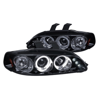 Spec-D® - Driver and Passenger Side Gloss Black/Smoke Dual Halo Projector Headlights with Parking LEDs