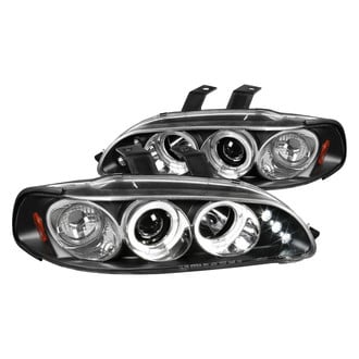 Spec-D® - Driver and Passenger Side Black Dual Halo Projector Headlights with Parking LEDs