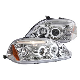 Spec-D® - Driver and Passenger Side Chrome Dual Halo Projector Headlights with Parking LEDs