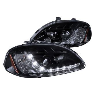 Spec-D® - Driver and Passenger Side Black/Smoke Projector Headlights with R8 Style LEDs